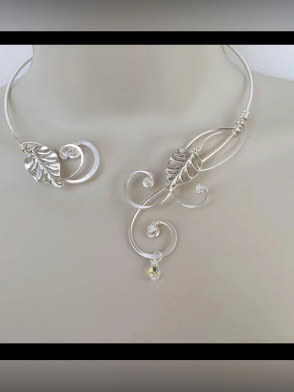 NIB 925 Silver Plaited Leaf Open Necklace/bridal Choker- Elven Necklace Unworn - Picture 1 of 5